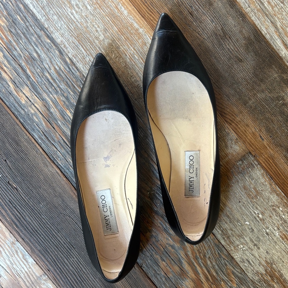 Jimmy Choo Black Leather Flats
